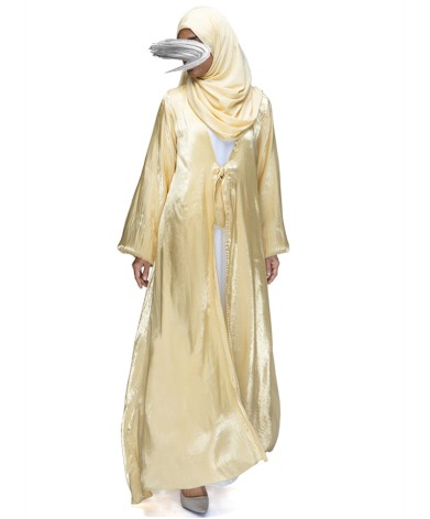 Shimmer 2 Layered Abaya-Lemon