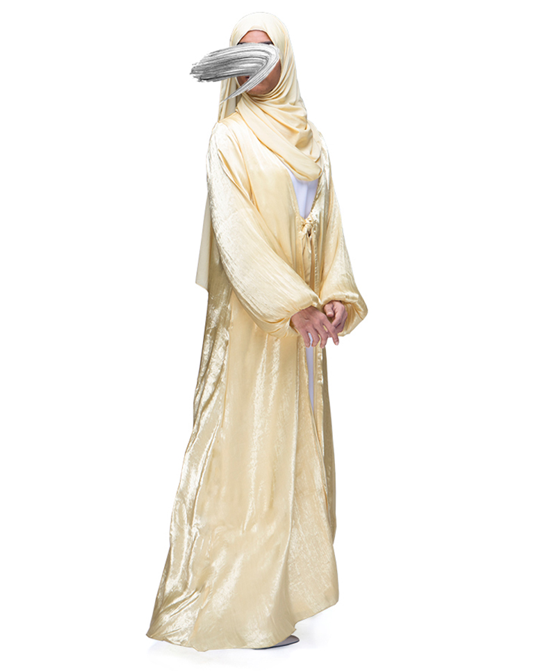 Shimmer 2 Layered Abaya-Lemon