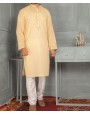 Men Embroidery Kurta - Yellow