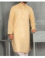 Men Embroidery Kurta - Yellow
