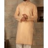 Men Embroidery Kurta - Peach