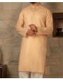 Men Embroidery Kurta - Peach