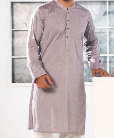 Men Kurta - Stone Grey