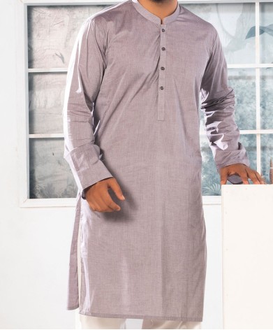 MEN PLAIN GREY KURTA