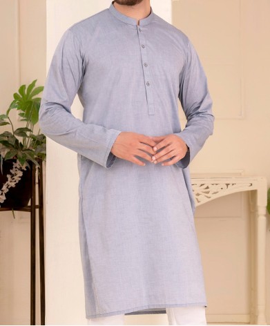 MEN PLAIN SLATE GREY KURTA