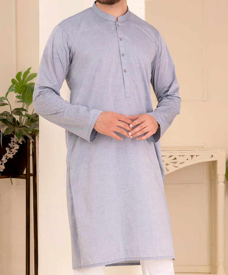 MEN PLAIN SLATE GREY KURTA