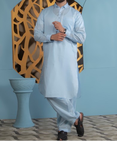 MEN  SHALWAR KAMEEZ PLAIN SKY BLUE