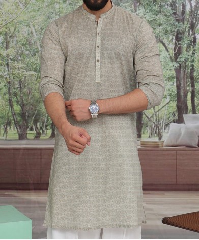 Men Kurta - Beige