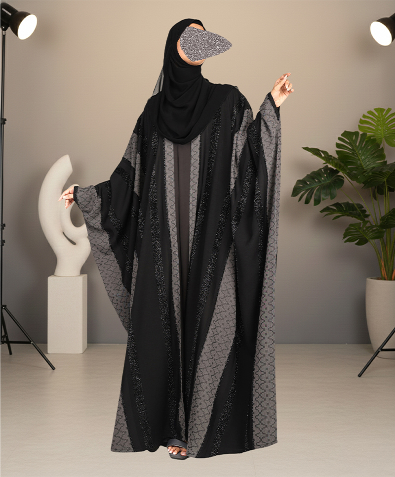 Bisht Abaya - Black-Gray