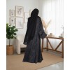 Satin-Dori 3 Pc Set Abaya - Black