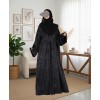 Satin-Dori 3 Pc Set Abaya - Black
