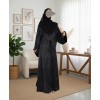 Satin-Dori 3 Pc Set Abaya - Black