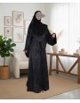 Satin-Dori 3 Pc Set Abaya - Black