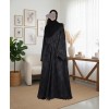 Satin-Dori 3 Pc Set Abaya - Black