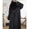 Satin-Dori 3 Pc Set Abaya - Black