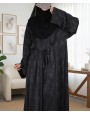 Satin-Dori 3 Pc Set Abaya - Black