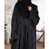 Satin-Dori 3 Pc Set Abaya - Black