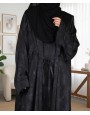 Satin-Dori 3 Pc Set Abaya - Black