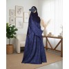 Satin-Dori 3 Pc Set Abaya - Navy