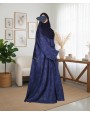 Satin-Dori 3 Pc Set Abaya - Navy