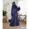 Satin-Dori 3 Pc Set Abaya - Navy