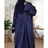 Satin-Dori 3 Pc Set Abaya - Navy