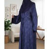 Satin-Dori 3 Pc Set Abaya - Navy