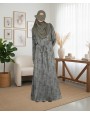Satin-Dori 3 Pc Set Abaya - Olive