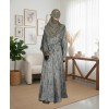 Satin-Dori 3 Pc Set Abaya - Olive