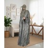 Satin-Dori 3 Pc Set Abaya - Olive