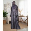 Satin-Dori 3 Pc Set Abaya - Slate Grey