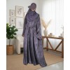 Satin-Dori 3 Pc Set Abaya - Slate Grey
