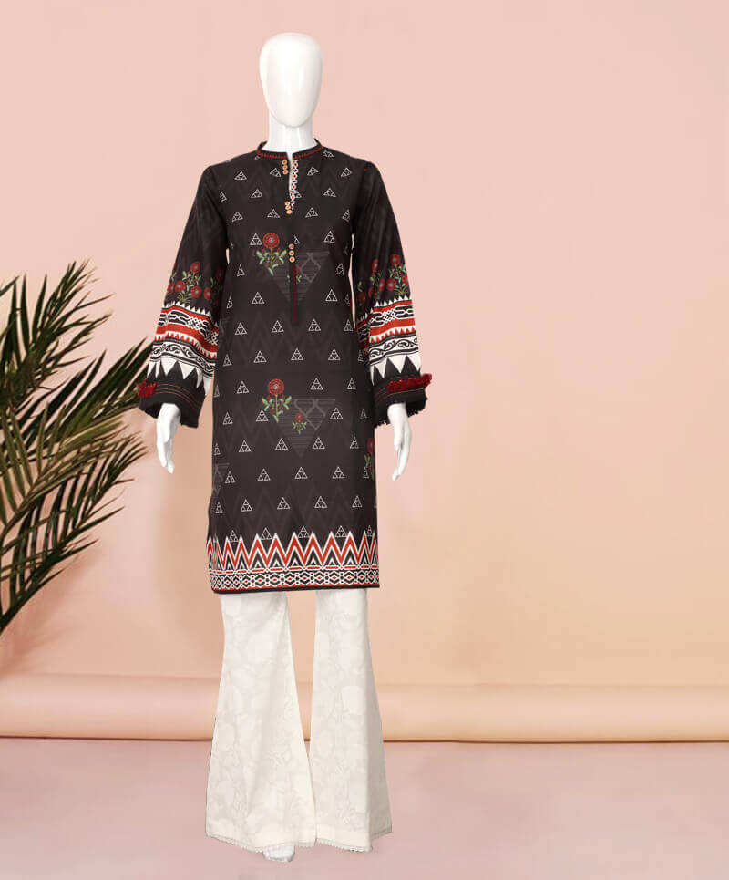 Black Triangle 1Pc Stitched Kurti