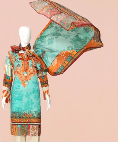 Aqua Ethnic With Front Dori 3Pc Suit