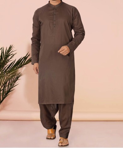 Men Shalwar Kameez - Dark Brown
