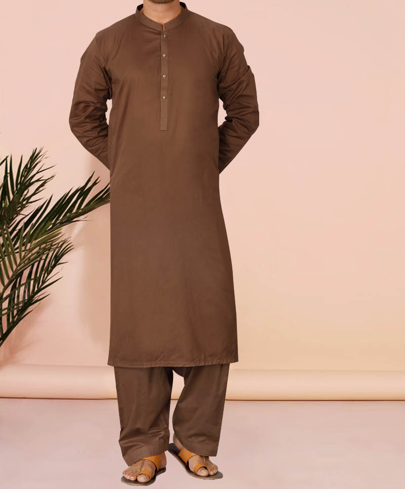 Men Shalwar Kameez - Brown