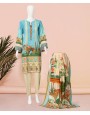 Iceblue Mughal 3Pc Stitched Suit