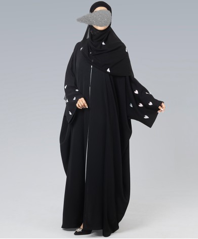 Heart 4 Pc Set Abaya - Silver