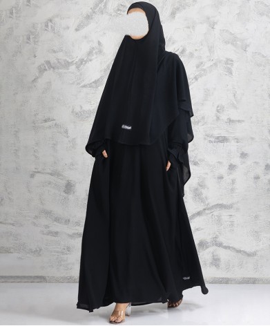 Rawda 2 Piece Set Abaya-Black