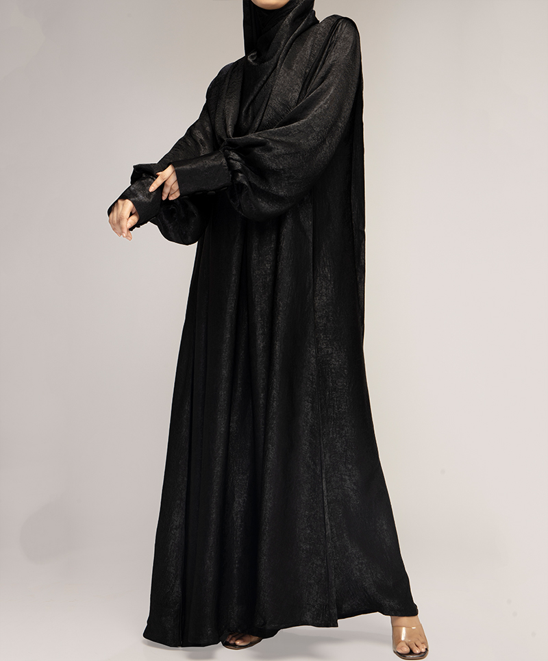 Al-Anaaqa 3 Pc Set Abaya-Black