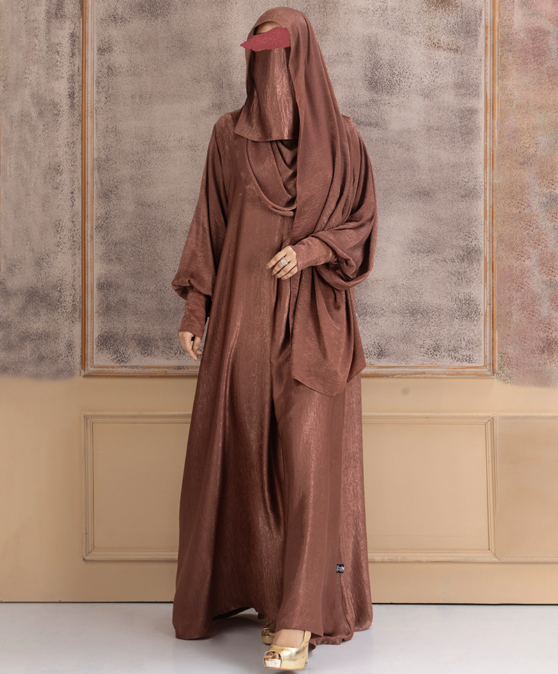 Al-Anaaqa 3 Pc Set Abaya-Bronze