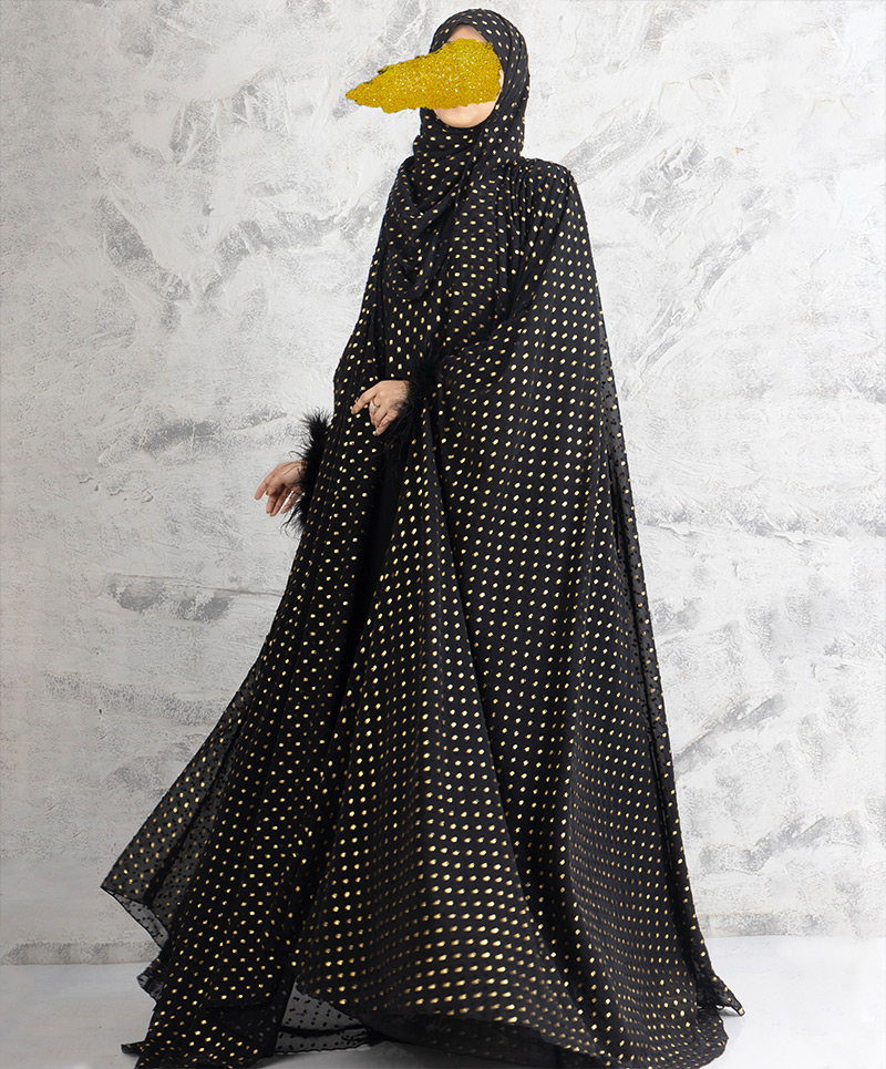 Dore Collection Abaya-Black Fur