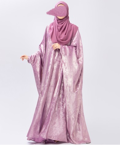 Metallic 3Pc Set Abaya-Rose