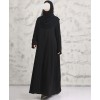 Button 3 Pc Set Abaya - Black