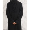 Button 3 Pc Set Abaya - Black