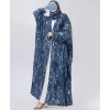 Marble 4 Pc Set Abaya - Deep Sea