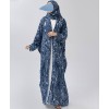 Marble 4 Pc Set Abaya - Deep Sea