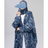 Marble 4 Pc Set Abaya - Deep Sea