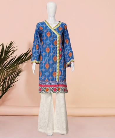 Blue Web Lawn Printed 1Pc Stitched Kurti