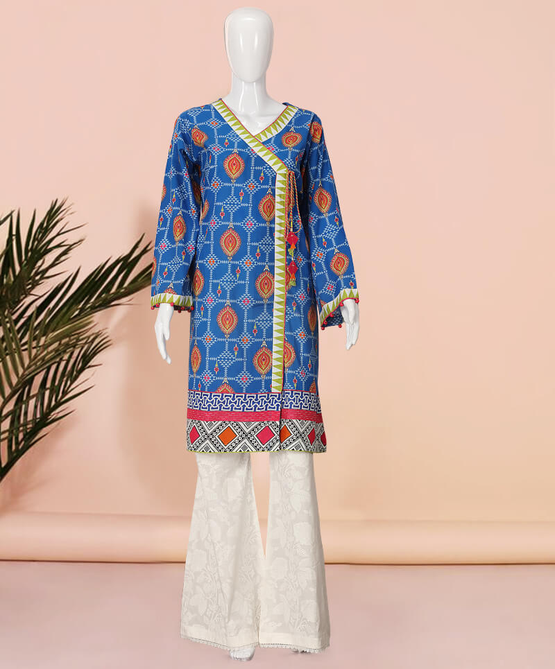 Blue Web Lawn Printed 1Pc Stitched Kurti